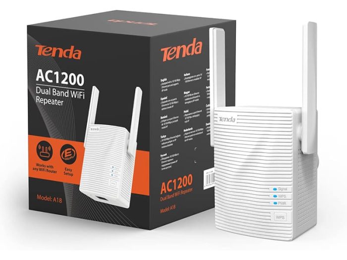 Tenda AC1200 Gigabit WiFi Range Extender White