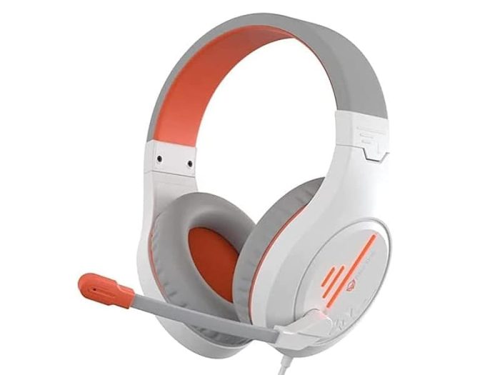 Meetion HP021 - Stereo Gaming Headset with Mic for Computer PC/Laptop/PS4/Xbox One/Mobile/Tablet - White/Orange