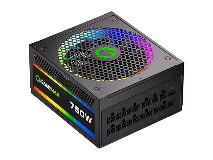 GAMEMAX 750W Fully Modular ARGB Power Supply, ATX3.0 & PCIE 5.0, 80 Plus Gold Certified, 105°C Japanese Caps, ATX Gaming Power Supply