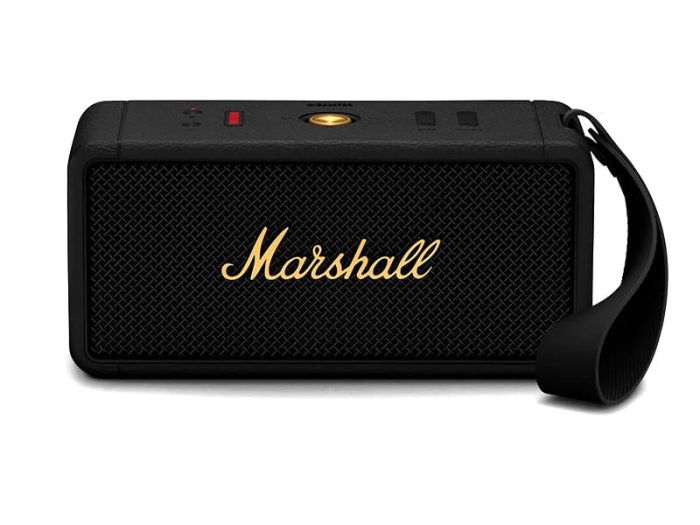 Marshall Middleton Bluetooth Portable Speaker for Outdoor Adventures, 20+ hours of Wireless playtime, water resistant IP67 50W - Black and Brass