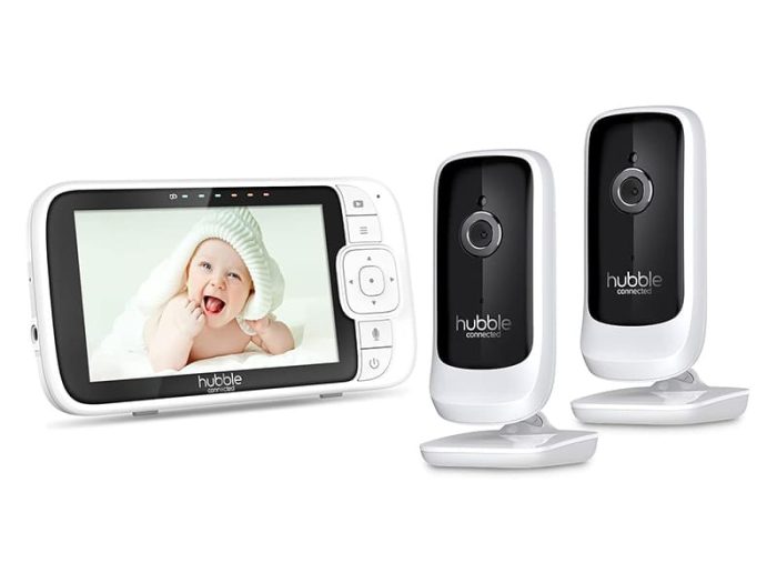 Hubble Connected Nursery View Premium Twin Cameras Video Baby Monitor with 5 Inch Screen, Infrared Night Vision, Split Screen, Digital Zoom and Room Temperature Sensor