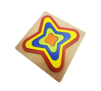 Wooden Layered Puzzle Board with Colourful Geometric Shapes – Educational Stacking Toy for Kids’ Cognitive Development and Fine Motor Skills