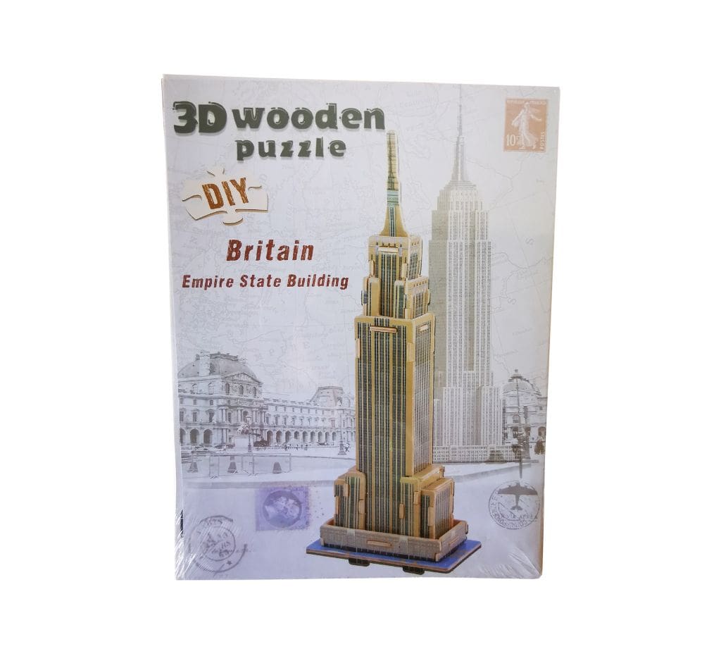 3D Wooden Puzzle DIY Kit for Adults and Kids - Empire State Building Model Construction Set - Fun and Educational Brain Teaser Gift