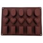 15-Cavity Silicone Chocolate Mould – Brown Flexible Mold with Heart, Oval, and Rectangle Shapes for Making Chocolates, Candies, Gummies, and More – Non-Stick, Reusable, Food-Grade Baking Tray for Homemade Treats