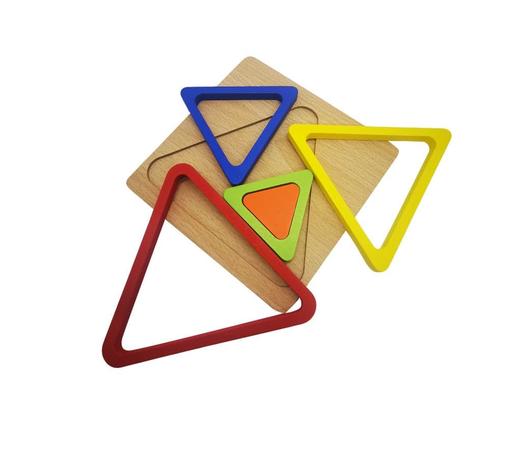 Educational Wooden Triangle Shape Sorter Puzzle Toy – Colourful Stacking and Sorting Game for Early Childhood Learning - Image 2