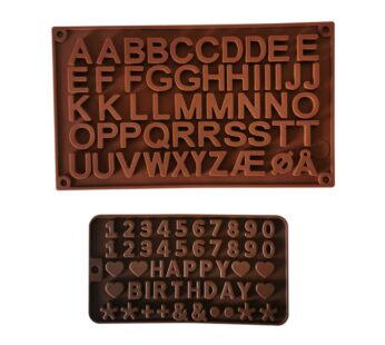 Alphabet and Numbers Silicone Chocolate Mould Set – 2-Piece Non-Stick Moulds with Letters and ‘Happy Birthday’ Message for Cake Decorating, Candy Making, Fondant, and DIY Baking Crafts