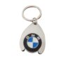BMW Logo Keyring with Metal Shopping Trolley Token Holder in Silver – Durable and Stylish Car Accessory for BMW Enthusiasts