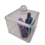 Clear Acrylic Qtip Holder Set – Modern Square Bathroom Vanity Organizer Jars for Cotton Swabs, Rounds, Balls, Makeup Sponges & Bath Salts