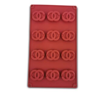 Designer Logo Silicone Mould – 12-Cavity Brown Flexible Non-Stick Baking Tray Mold for Chocolate, Candy, Soap, and Craft Making, Food-Grade Silicone Durable Mold for Custom Desserts and Gifts