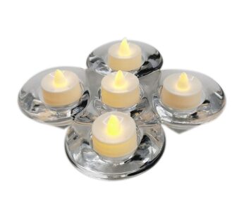 Flower-Shaped Glass Tealight Candle Holder with 5 Slots – Crystal Clear Design for Romantic Decor, Home Centerpieces, Weddings, and Special Occasion