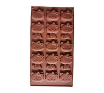 Hello Kitty Silicone Chocolate Mould with 15 Cat Face Cavities, Non-Stick Flexible Baking Tray Mold for Homemade Chocolates, Candies, and Treats – Brown