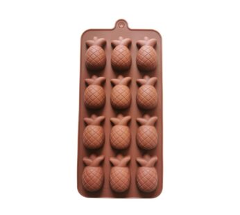 Pineapple-Shaped Silicone Chocolate Mould with 12 Cavities, Non-Stick Flexible Baking Tray Mold for Homemade Chocolates, Candies, and Treats – Brown