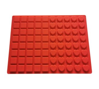 Silicone Baking Mould with 40 Heart and 40 Square Cavities – Non-Stick Flexible Tray for Chocolate, Candy, Jelly, Fondant, Soap Making, and DIY Crafts – Food-Grade Silicone Mold for Multi-Purpose Use
