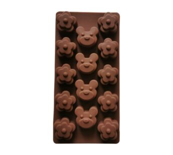 Silicone Baking Mould with Bear and Flower Shapes – 14-Cavity Flexible, Non-Stick Mold for Chocolates, Candies, and Homemade Treats