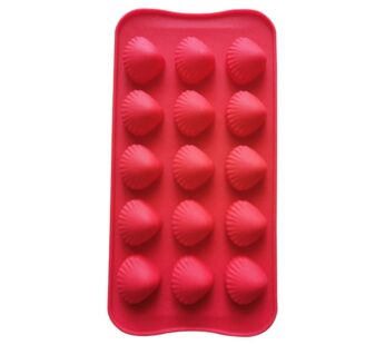 Silicone Shell Mould, 15-Cavity Red Baking and Craft Tray – Non-Stick, Flexible, Food-Grade Mold for Chocolate, Candy, Jelly, Soap, and Resin Art Projects