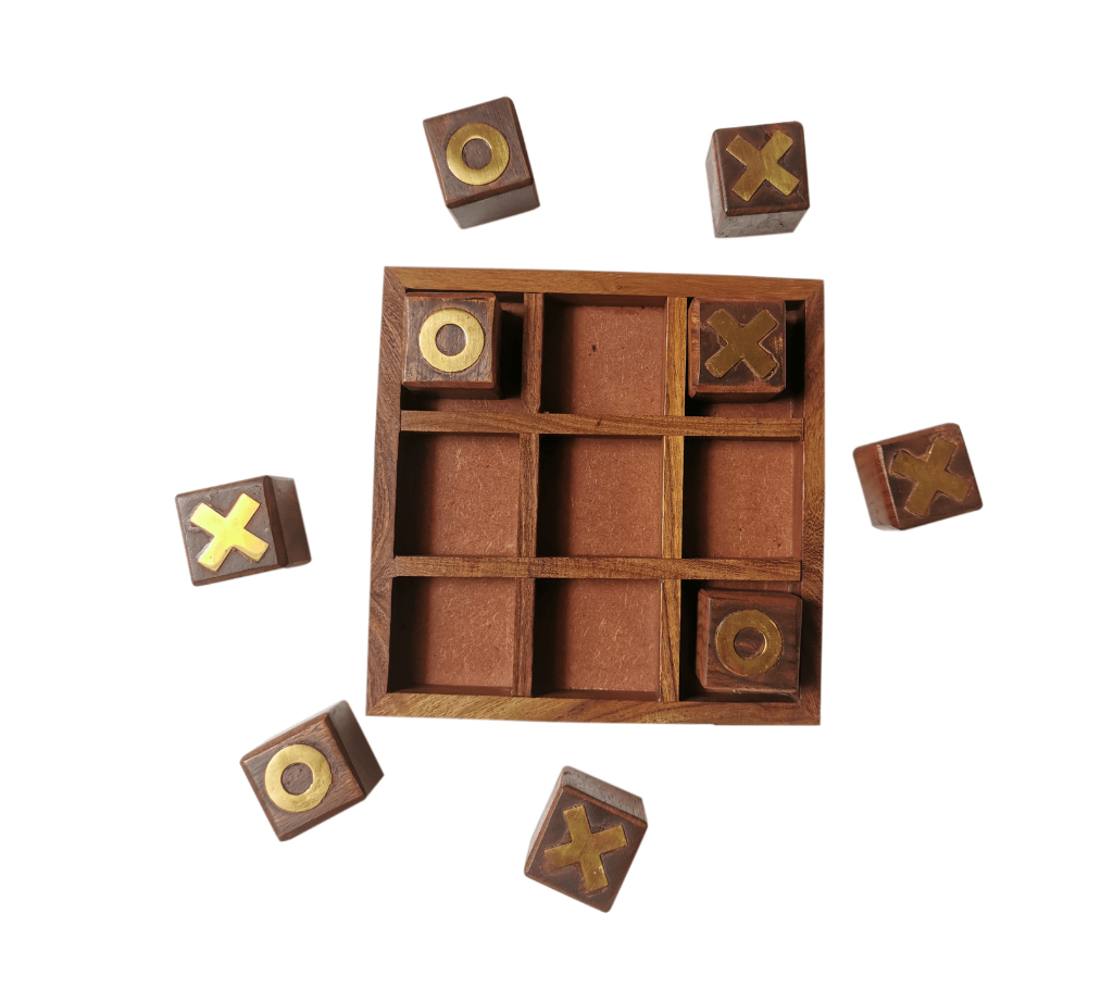 Tic Tac Toe Tabletop Game Set – Handcrafted Wooden XOX Game for Kids | Classic Tic Tac Toe Coffee Table Décor - Image 3