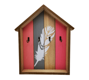 Wooden Wall Mounted Key Holder Box – Cute House-Shaped Key Hanger with Hooks – Decorative Wall Rack for Home, Kitchen, Entryway, or Porch