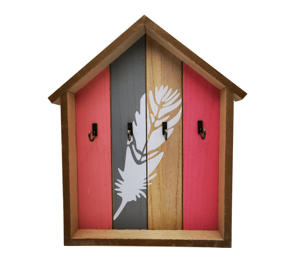 Wooden Wall Mounted Key Holder Box – Cute House-Shaped Key Hanger with Hooks – Decorative Wall Rack for Home, Kitchen, Entryway, or Porch