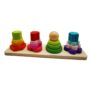 Educational Wooden Shape Sorting Board Toy with 4 Distinct Geometric Patterns – Multi-Coloured Stacking Puzzle to Boost Early Childhood Learning and Hand-Eye Coordination