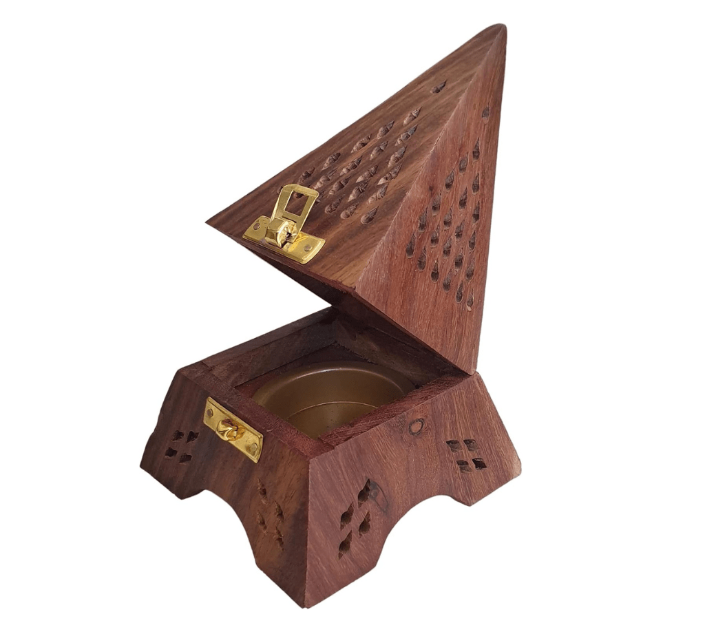 Handcrafted Wooden Pyramid Incense Burner – Traditional Mabkhara Style Lobaan & Bakhoor Holder for Aromatherapy, Home Fragrance & Spiritual Decor - Image 2