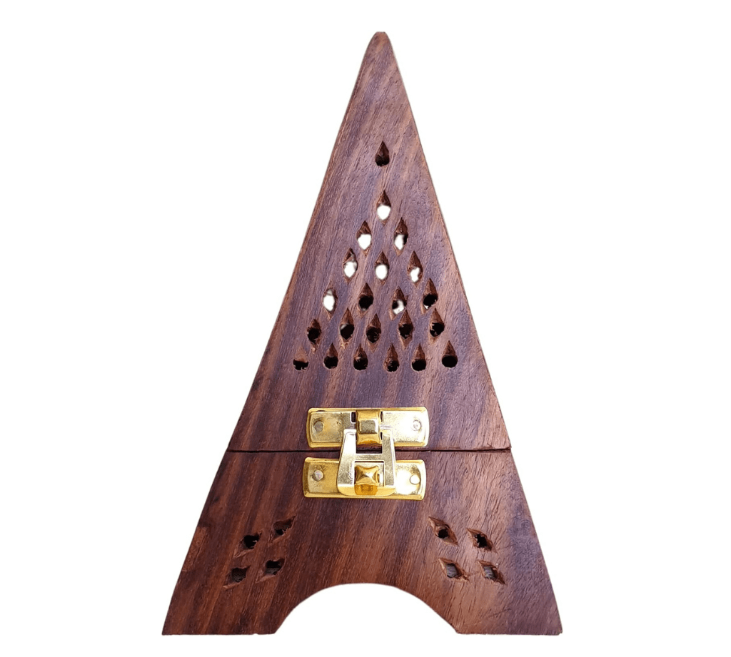 Handcrafted Wooden Pyramid Incense Burner – Traditional Mabkhara Style Lobaan & Bakhoor Holder for Aromatherapy, Home Fragrance & Spiritual Decor